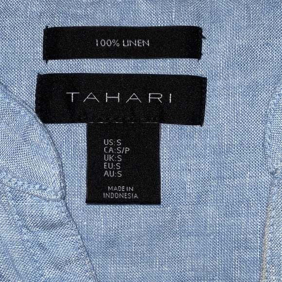 Tahari Blue Linen Tunic Dress. Beach Cover up, Shirt Dress, With Pockets! Small - Picture 12 of 14